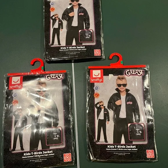 🆕 NWT Kids Grease T-Birds Jacket Costume – Ages 7–9 – Black - Picture 6 of 7